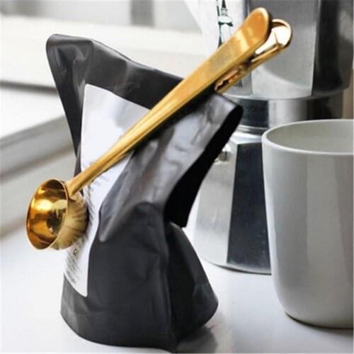 2 in 1 Stainless Steel Clip Cooking Coffee Measuring Scoop Spoon Seasoning Good Sealing Measuring Spoons Coffeeware Kitchen Tool