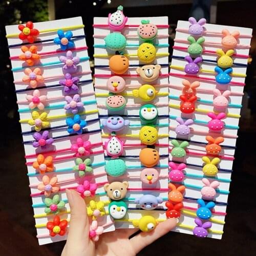 20PCS Colorful Elastic Hair Bands Cartoon Ponytail Holder Rubber Bands Women Girls Scrunchie Headband Hair Accessories Headband