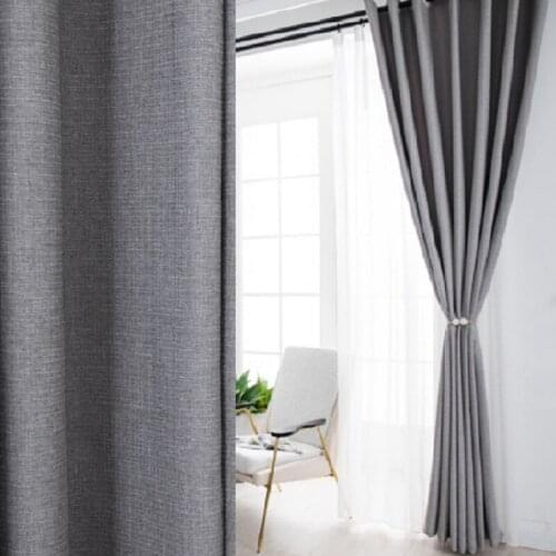 2021 Modern and Simple Athens Grid Solid Color Curtain Finished Custom Blackout Curtains for Living Dining Room Bedroom