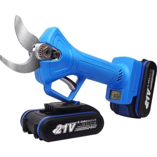 21V Power display Electric Pruning Scissors Garden Pruners With 2 Battery Fruit Tree 35mm Shears Electric Fruit Branch Cutter