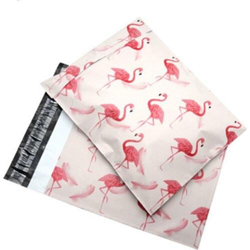 50pcs Flamingo Thickened Logistics Packing Bag Personalized Printing Bag Envelope Bags Cartoon Courier Bag Self-Sealing Gift Bag