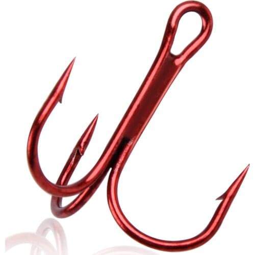 50Pcs Fishing Hooks High Carbon Steel Treble Hook Strong Sharp Round Bend Triple Hooks For Freshwater Saltwater Fishing