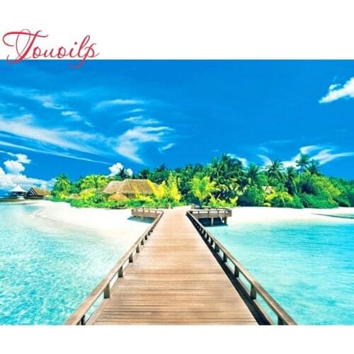 TOUOILP 5D DIY Diamond Painting Full Square/Round Drill "Wooden bridge" 3D Embroidery Cross Stitch Mosaic Home Decor