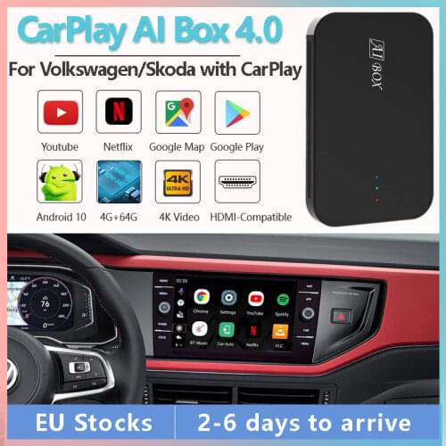 Wireless CarPlay Ai Box Supports YouTube Netflix Video GPS Navigation, for Volkswagen Polo Golf Passat Touran Skoda with CarPlay