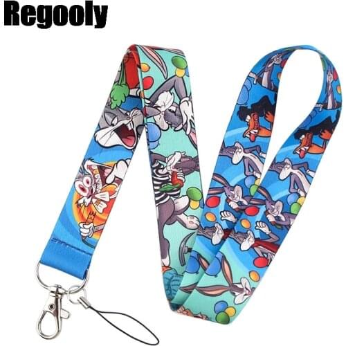 Bugs Bunny Rabbit Keychain Lanyards Id Badge Holder ID Card Pass Gym Mobile Phone Badge Holder Key Strap webbings ribbons