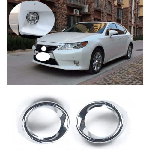 CAPQX 2pcs For Lexus ES250 ES350 ES300H 2013 2014 Chrome Front Bumper Fog Light Trim Cover Fog Lamp decorative Lid Garnish Shell