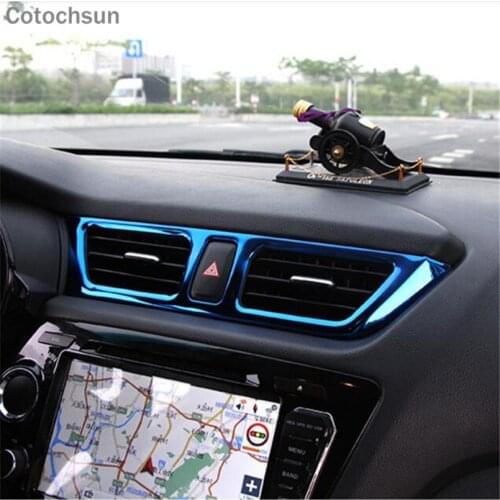 Cotochsun car-styling stainless steel Center console dashboard Outlet air vent decoration sticker case for Kia rio K2 2011-2016