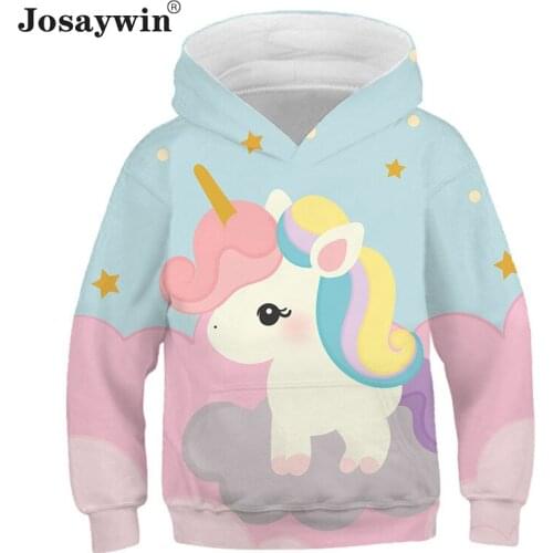 Children Unicorn Hoodies Sweatshirt Baby Boys Girl Spring Autumn 3D Print Teenager Jacket Coats Casual Hood Outwear Hoodies