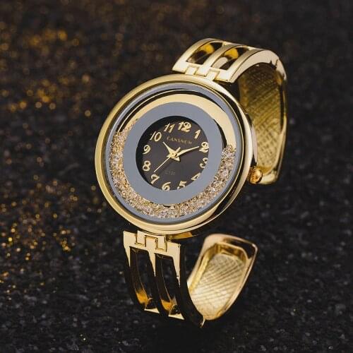 Women Bracelet Watches Luxury Rhinestone Round Dial Silver Gold Top Brand Ladies Watches Dress Clock Gift for Women reloj mujer