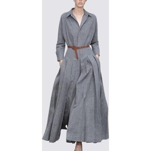 Spring autumn trend fashion dress turn down collar long sleeve pleated lapel fashion shirt-style dress casual female dress F1127