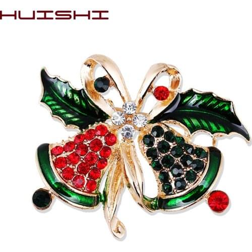 HUISHI Christmas Bell Brooch For Men Women Christmas Brooches Suit Pins Vintage Creative Gift Jewelry Coat Dress Accessories