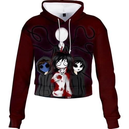 Cool creepypasta Cool Harajuku 3D Outwear Fashion Streetwear Women Pullovers Navel Sweatshirt Lumbar Popular Hoodies Clothes
