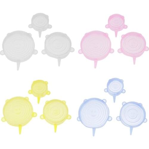 3PCS Reusable Stretch Lid for Suction Pot Seal Bowl Kitchen Food Storage