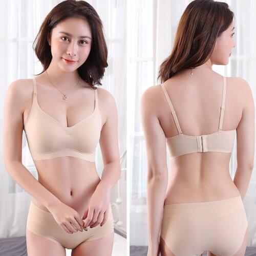 Linbaiway Solid Push up Seamless Bras Panties Set for Women Lingerie Wire Free Underwear Bra and Panty Sports Bra Briefs