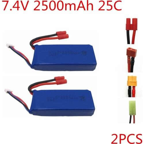 Lipo 2S RC Drone Syma X8C Lipo Battery 7.4V 2500mah 2pcs Battery X8W For Wltoys V262 X8W X8C X8 Quadcopter Helicopter Spare Part