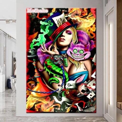 Diy 5D Hot Sexy girl lady Wonderland Full Diamond Painting cross stitch kits art Portrait 3D paint by diamonds mosaic gift