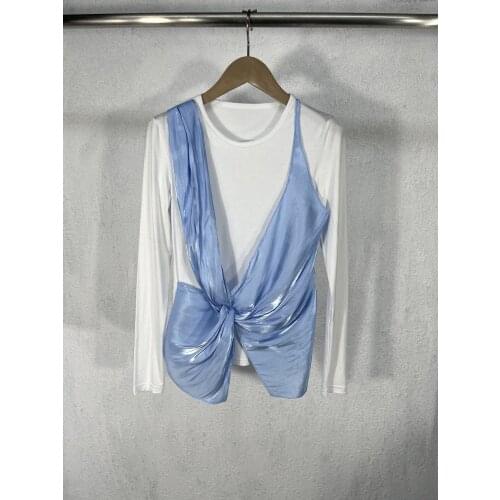 New women fashion 2021 suit base stitching twisted top + shorts 2-piece set 0329