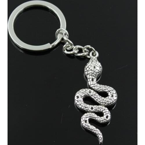 New Fashion Men 30mm Keychain DIY Metal Holder Chain Vintage Snake Cobra 51x21mm Silver Color Pendant Gift