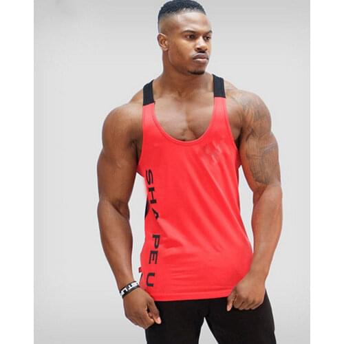 Solid Gym Men Stringer Tank Top Bodybuilding Fitness Singlets Muscle Vest Tee
