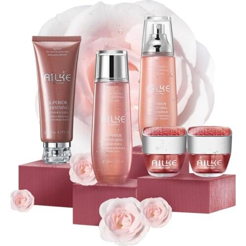 AILKE Whitening Black Spot Remove Face Care Ordinary Hydrating Moisturizing Toner Facial Cleanser Skin Cream Serum Gift Box Set