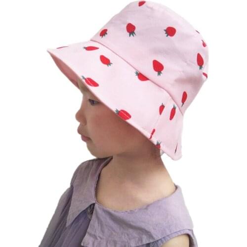 Baby Boy Girl Hat Cap for Children Kids Toddlers Panama Bucket Fishing Floppy Sun Hat Girls Strawberry Heart Fashion Sun Caps