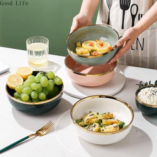 Luxury Ceramic Phnom Penh Glazed Noodle Soup Bowl Simple Household Round Rice Bowls