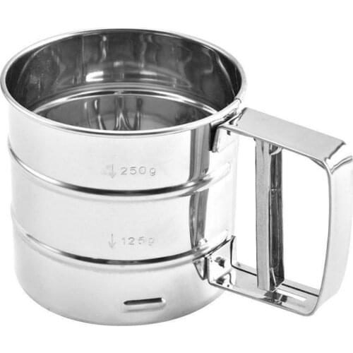 Hand-held Stainless Steel Flour Sieve Hand-pressed Semi-Automatic Flour Screen Tool Baking Flour Small Cup Sieve S4V2