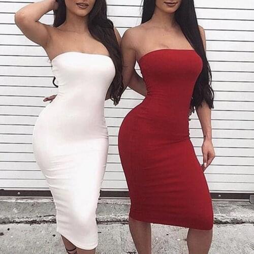 Strapless Sexy Women Dress Sleeveless Slim Long Bodycon Dress Off Shoulder Backless Casual Spring Autumn Party Dress Female