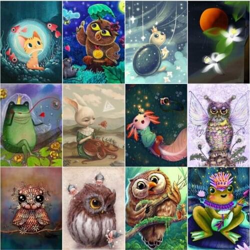 Fairy Tale Cartoon Animal Adults Crafts Kids Room Decor Diamond Painting Cute Owl Embroidery Diamond Accessories