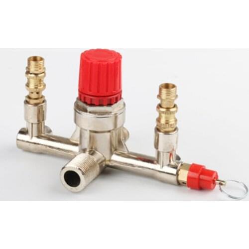 Double Outlet Tube Alloy Air Compressor Switch Pressure Regulator Valve Fitting Part Accessories High Quality Hot Sale