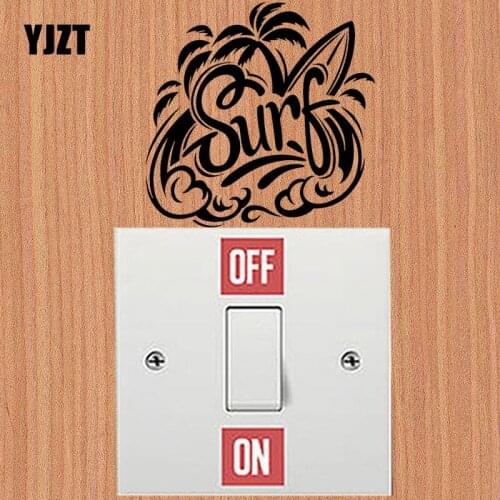 YJZT Beach Style Surfing Surfer Water Sports Vinyl Switch Decal Wall Sticker Black 8SS2364