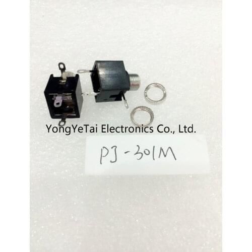 YYT 3.5MM PJ-301M with a threaded nut PJ301M 3.5mm Female Audio Connector 3 Pin DIP Headphone Jack Socket Mono Channel