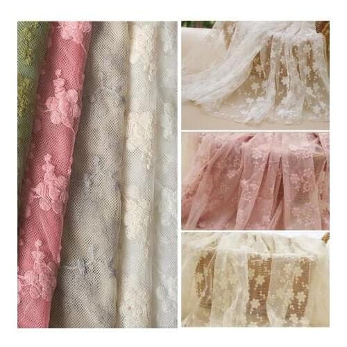 Embroidery Jacquard Mesh Fabric Tulle for Nigerian Dress Skirts Clothes Wedding Decoration Fabric 1Yard 130CM Width