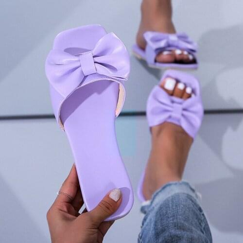 Women 2021 Summer Slipper Cute Bowtie Decorate Non-slip Sandals Slippers Flats Casual Sandales Fashion Female Beach Beach Slides