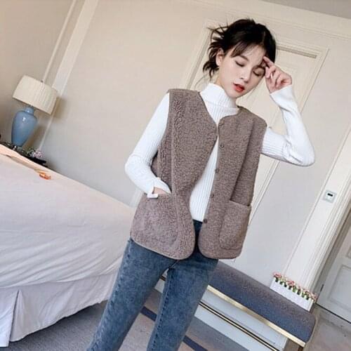 Lady Lamb Wool Fur Furry Plush Vest Women Sleeveless Down Coat Tops Casual Short Outwear Waistcoat Parkas Jacket Coats Cloth