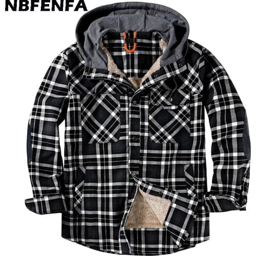Winter Men Jackets Fleece Warm Coat Hooded Plaid Sport Outdoor Outwears Thick Male Casual Clothing Camping Trekking Jacket LA161