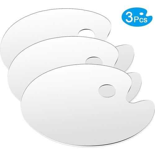 1/2/3 Pcs Plastic Clear Oval Palette Acrylic Easy Clean Transparent Artist Paint Mixing Watercolor Gouache Paint Palette