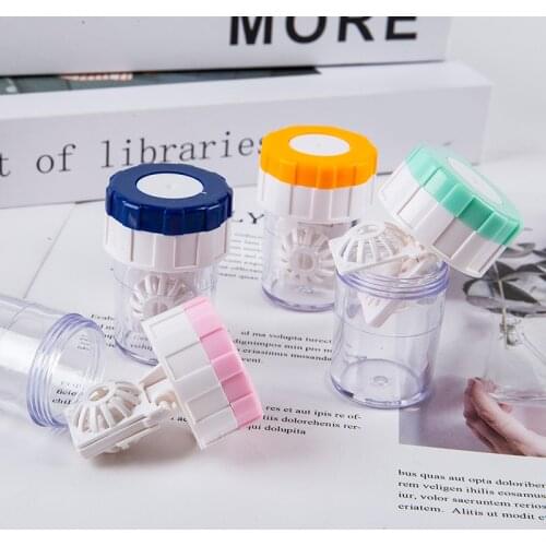 Contact Lens Cleaner Case Box Manual Rotation Type Storage Holder Cleaning Tool 1 Pcs