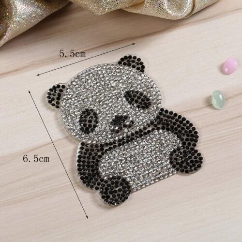 1pc Self-adhesive Black White Panda Rhinestone Iron Patches for Clothing Kids Iron-on Clothes Stikcer Badges Garment Accessories