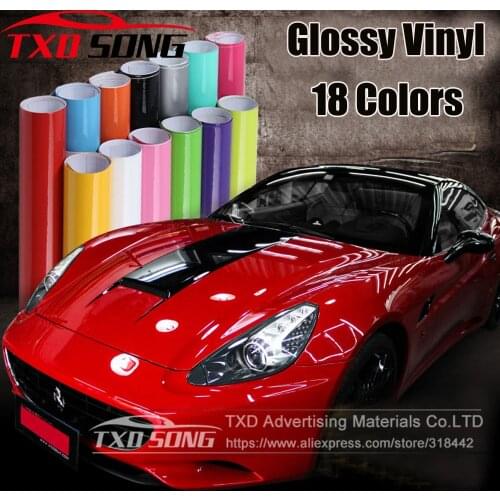10/20/30/40/50/60*152CM High Quality White black Glossy Vinyl Film Gloss vinyl Wrap Sticker for Car wrapping With air bubbles