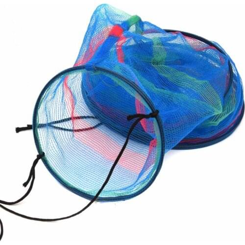 25 x 65cm Collapsible Colorful Net Fishing Basket Mini Three Tiered Fishing Tackle For Fish Up Shrimp Fish Storage