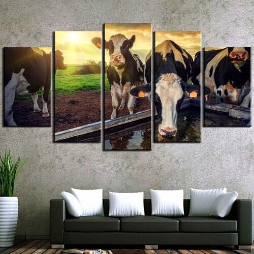 5 Pieces HD Print Painting Animal Young Cowses Modular For Modern Decorative Bedroom Living Room Home Wall Art Decor Painting