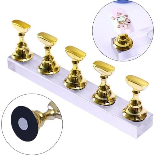5Pcs Magnetic Nail Art UV Gel Polish Tips Stand Manicure Practice Holder Base Create your nail art color display chart. Easy to