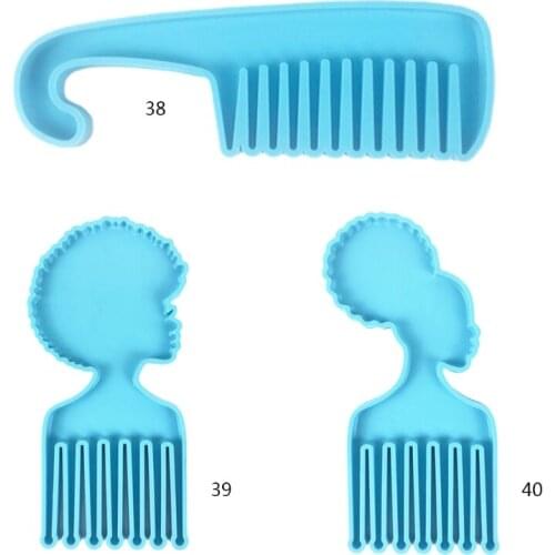 97QE DIY Crafts African Men Women Heads Shaped Combs Epoxy Resin Mold Silicone Mould