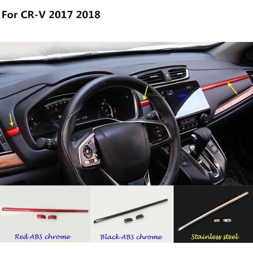 Car stick accessories/stainless steel Middle co-pilot Glove Dashboard box front trim lamp trim panel For Honda CRV CR-V 2017 -18