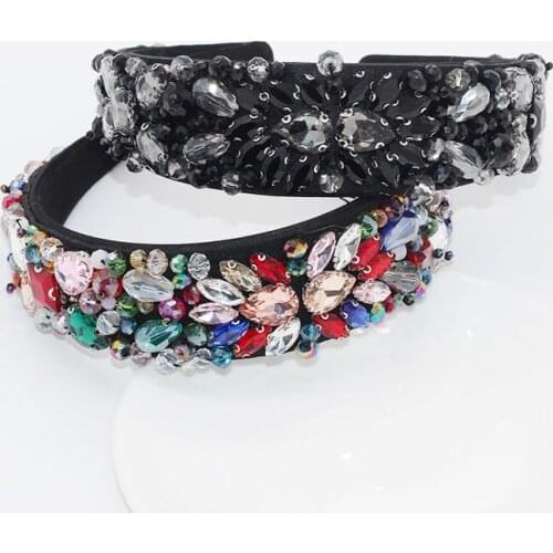 Baroque Hair Accessories Pearl Hairband For Women Girls Full Crystal Rhinestone Bezel Elegant Velvet Satin Headband All Jewelry