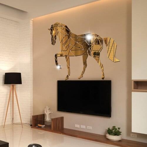 Large Size Horse Acrylic Decorative 3D Wall Sticker DIY Art TV Background Wall Poster Home Decor Bedroom Living Room Wallsticker