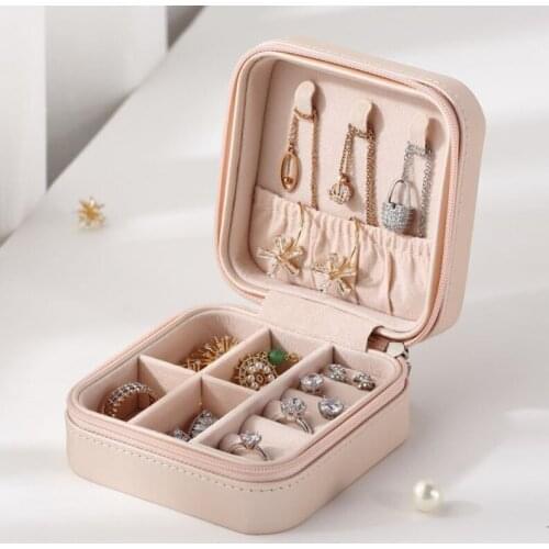 CASEGRACE Travel Jewelry Box Organizer Mini Leather Storage Gift Case For Earring Necklace Ring Holder Display Bag Jewellery Box