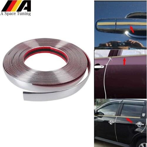 5M x 6/8/10/12/15/18/20/22/25/28/30mm Car Silver Chrome Styling Decoration Moulding Trim Strip Water-resistant Bumper Decal