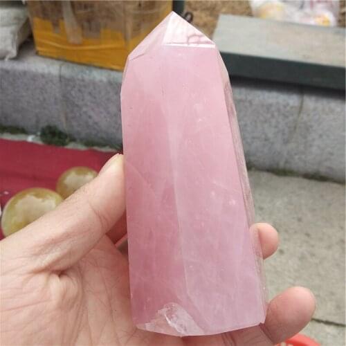 DHX SW large unique natural pink quartz crystal wand points fengshui rose stone tower reiki healing mind dispel negative energy